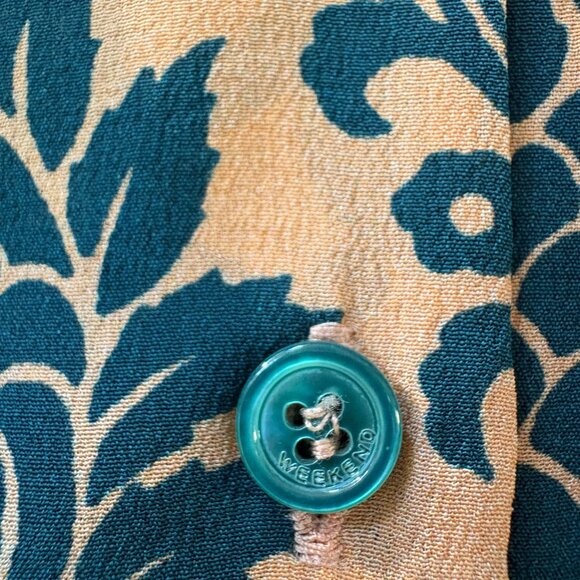 Weekend Max Mara Contrast Sleeve printed silk blouse Size Large - Picture 2 of 3